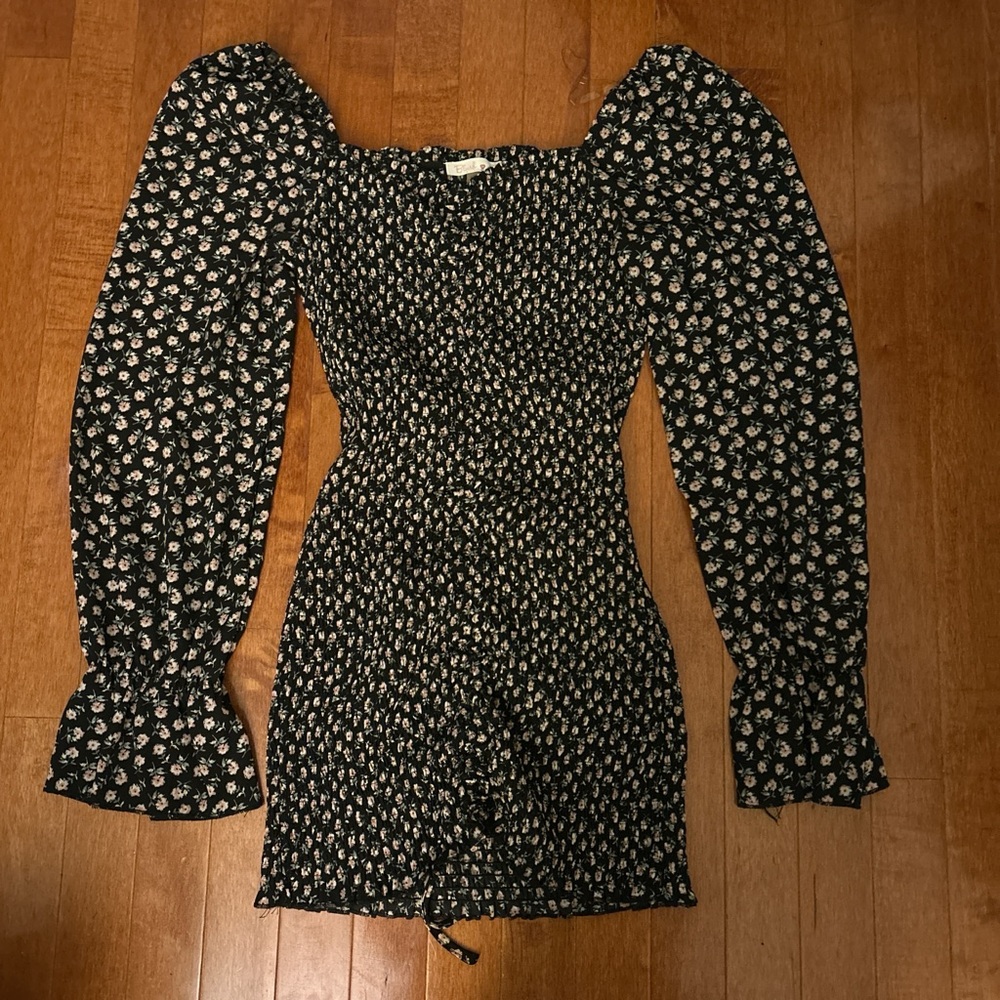 Blush Black Floral Long Sleeve Dress